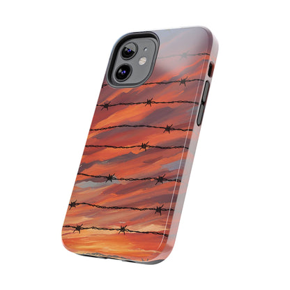 Barbed Wire at Sunset Tough Phone Case for iPhone and Samsung Smartphones