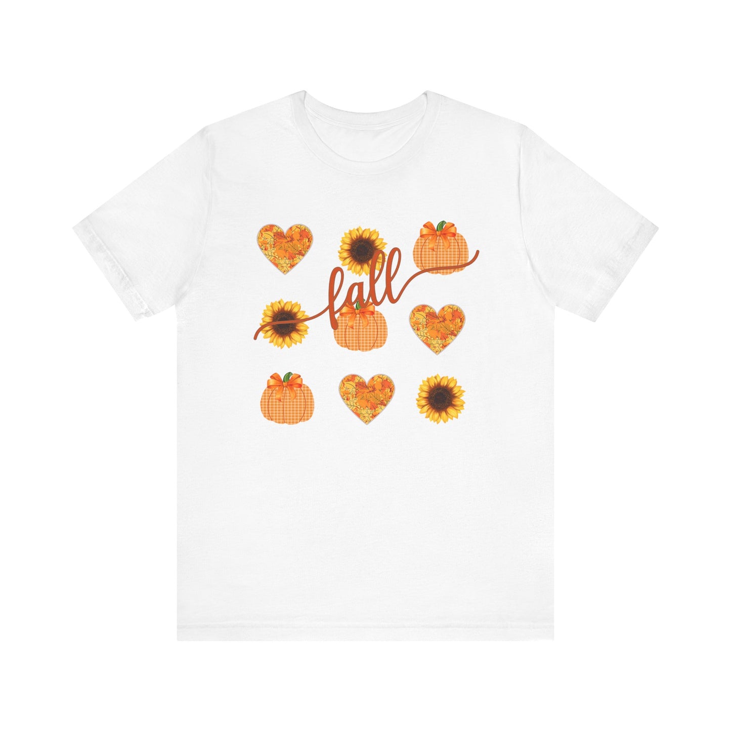 Fall Sweatshirt with Hearts, Sunflowers, and Pumpkins