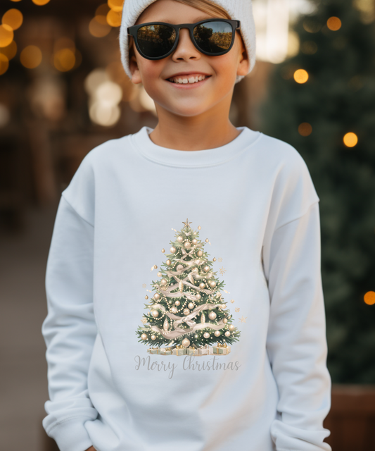 Youth Crewneck Sweatshirt - Elegant Christmas Tree Design