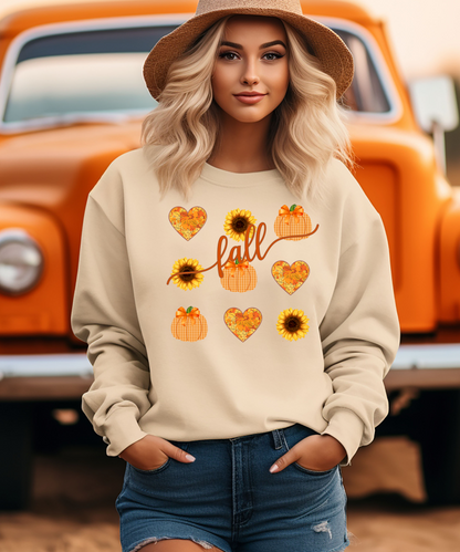 Fall Hearts Pumpkins Sunflower Sweatshirt