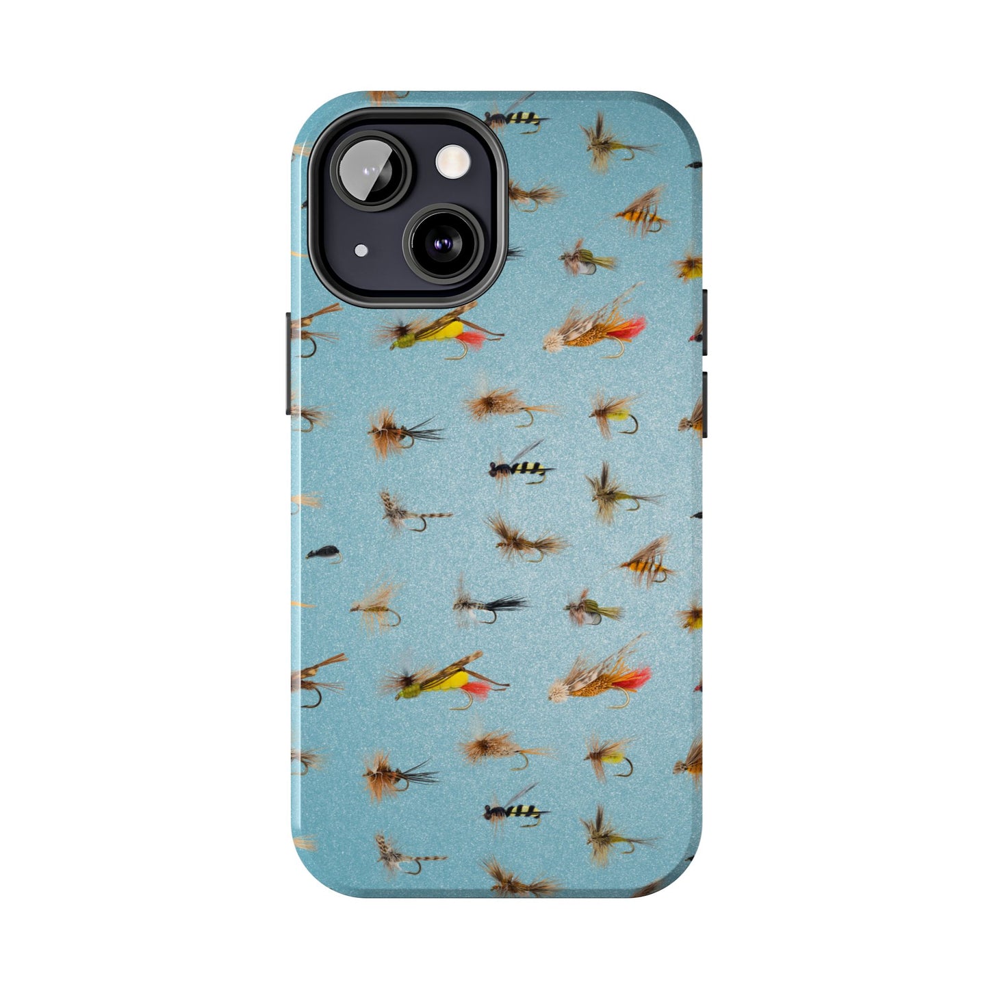 Dry Fly Fishing Lures in Light Blue Tough Phone Case for iPhone and Samsung Smartphones