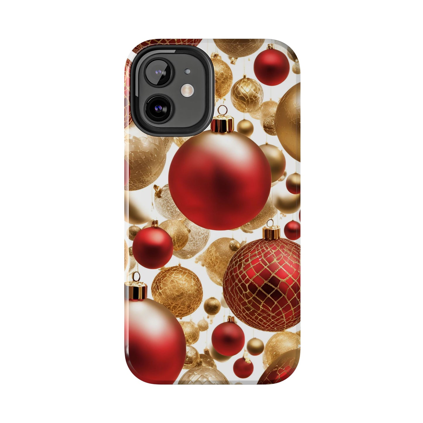 Red and Gold Christmas Ornaments - Tough Phone Case for iPhone and Samsung Smartphones