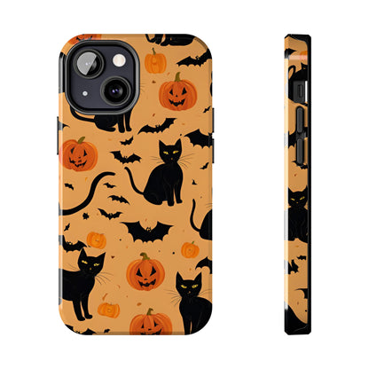 Halloween Black Cats and Pumpkins - Tough Phone Case for iPhones and Samsung Smartphones