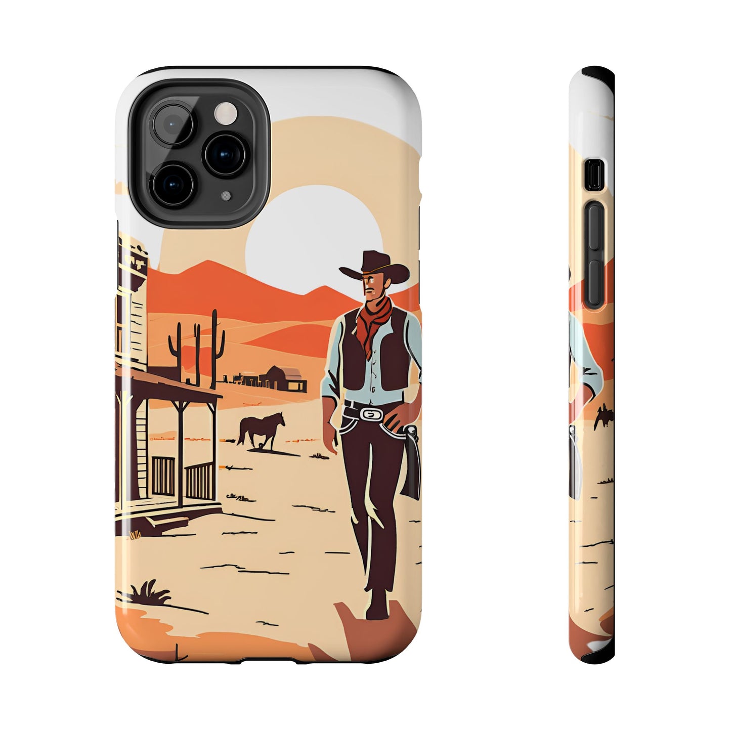 Retro Western Old West Design -Tough Phone Case for iPhone and Samsung Smartphones