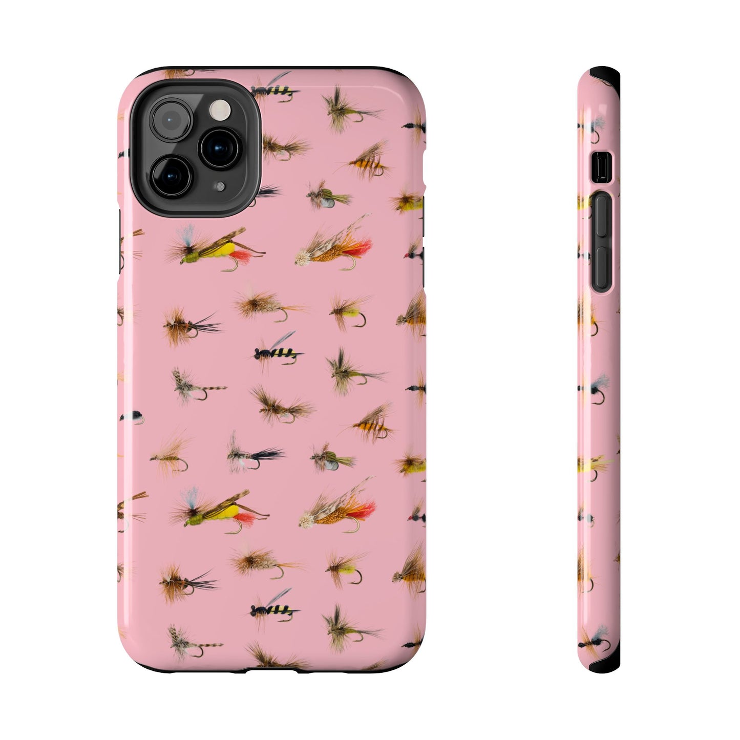 Dry Fly Fishing Lures in Pink Tough Phone Case for iPhone and Samsung Smartphones