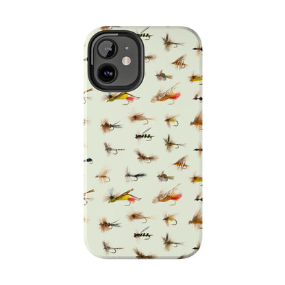 Dry Fly Fishing Lures in Cream  Tough Phone Case for iPhone and Samsung Smartphones