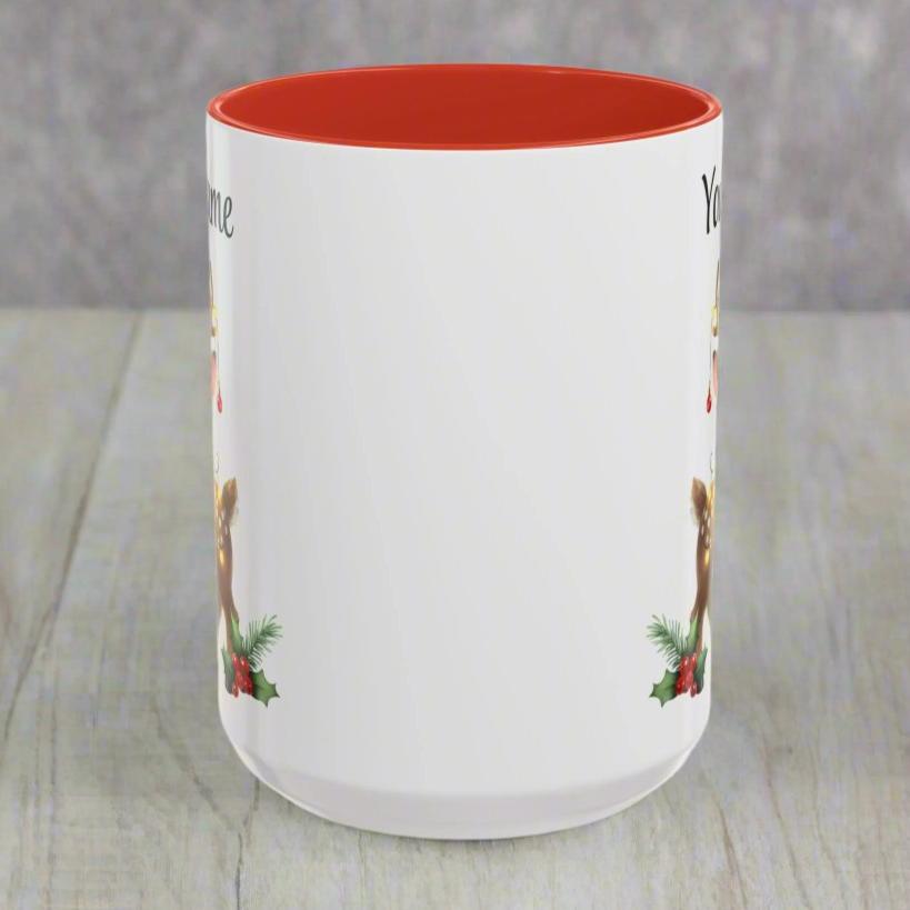 Personalized Coffee Mug Vintage Reindeer Design (11oz or 15oz) Christmas Mug - Design #4