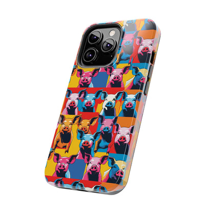 Colorful Pop Art Style Pigs Design - Tough Phone Cases for iPhone and Samsung Smartphones