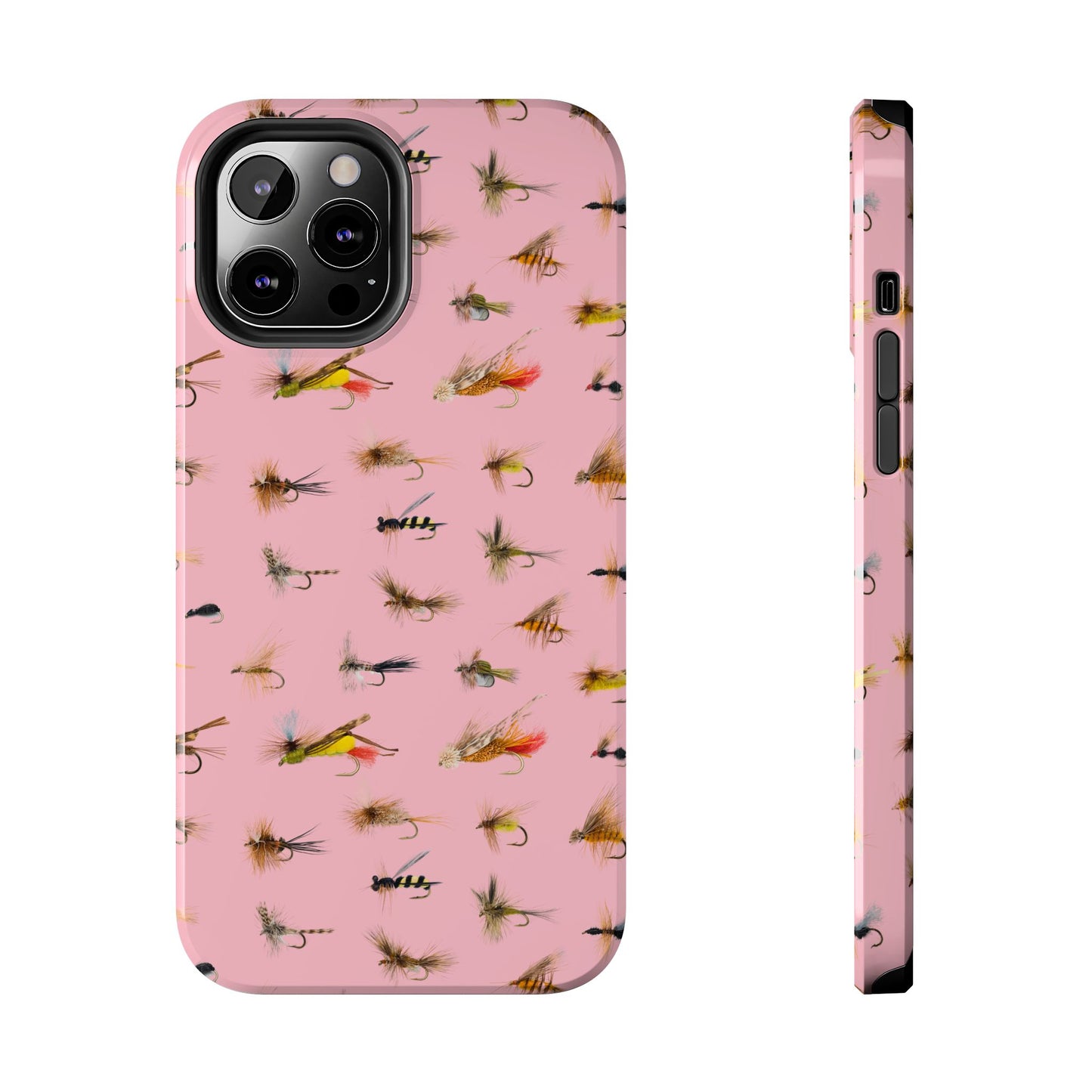 Dry Fly Fishing Lures in Pink Tough Phone Case for iPhone and Samsung Smartphones