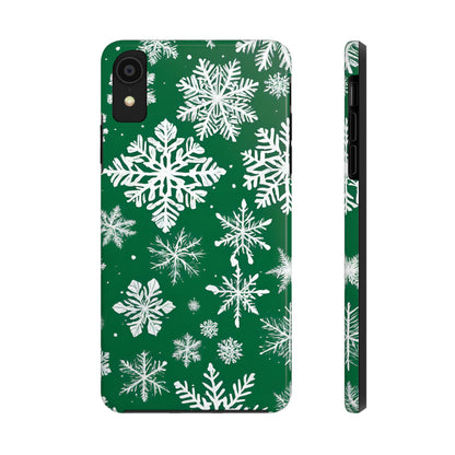 Snowflakes on Green - Tough Phone Case for iPhone and Samsung Smartphones