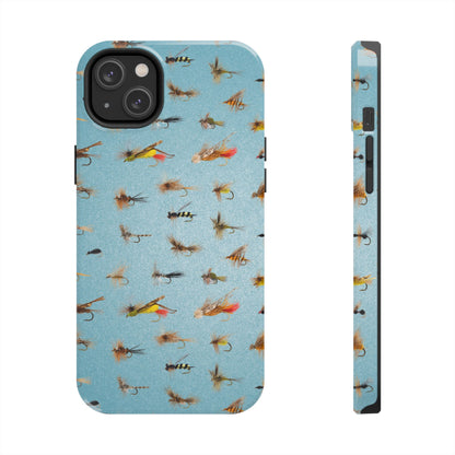 Dry Fly Fishing Lures in Light Blue Tough Phone Case for iPhone and Samsung Smartphones