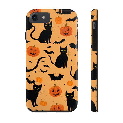 Halloween Black Cats and Pumpkins - Tough Phone Case for iPhones and Samsung Smartphones