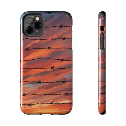 Barbed Wire at Sunset Tough Phone Case for iPhone and Samsung Smartphones