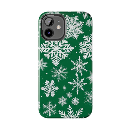 Snowflakes on Green - Tough Phone Case for iPhone and Samsung Smartphones