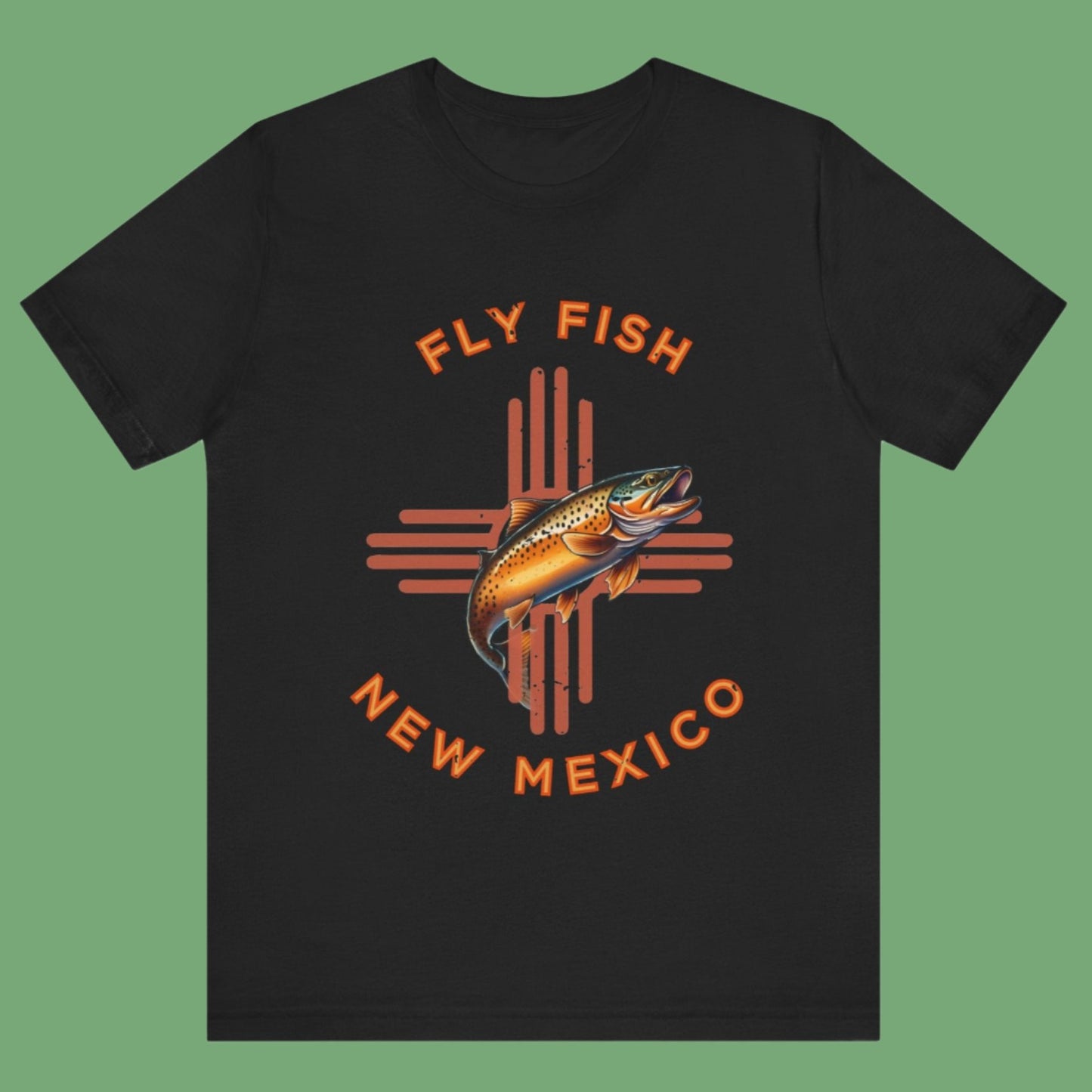 Fly Fishing New Mexico Distressed T - Shirt for Men and Women - Orange Zia -Women's