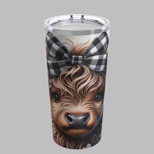 Tumbler 20oz - Adorable Highland Calf Christmas Design