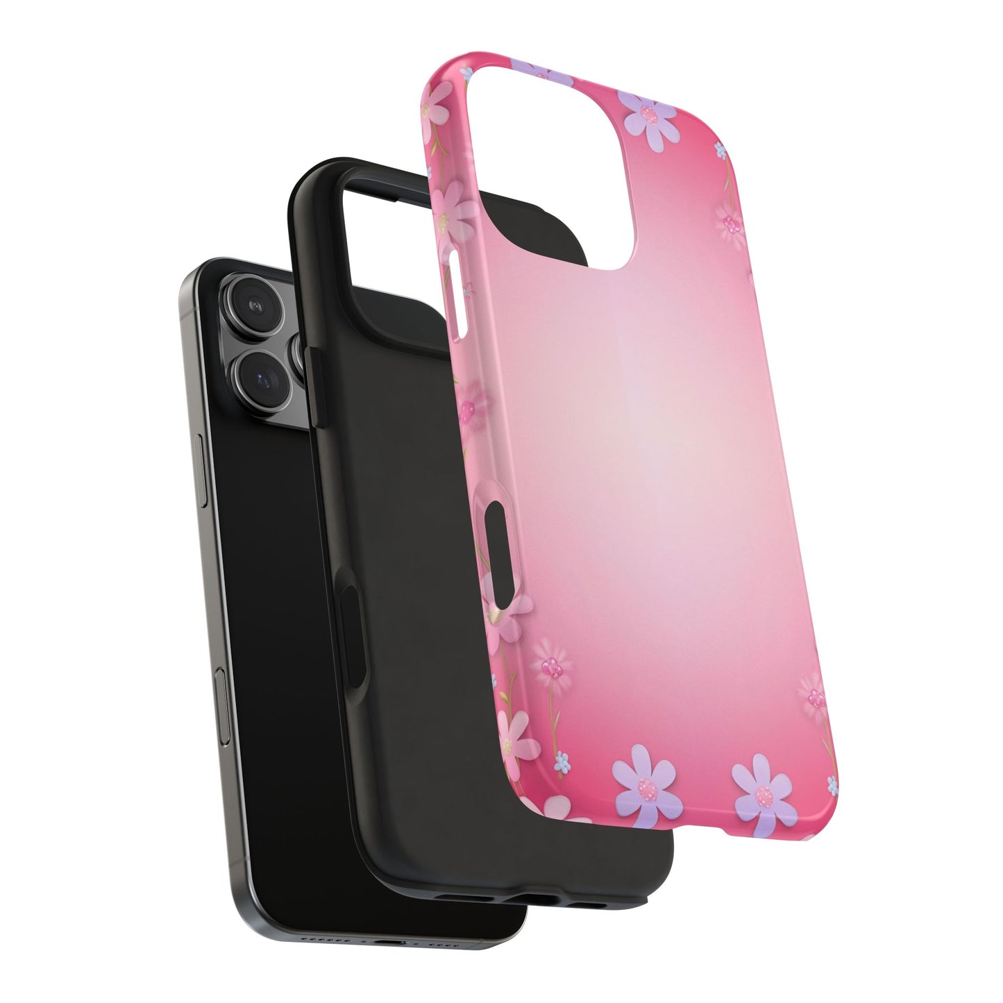 Phone Case - Flowers on Pink Ombre Design