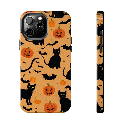 Halloween Black Cats and Pumpkins - Tough Phone Case for iPhones and Samsung Smartphones