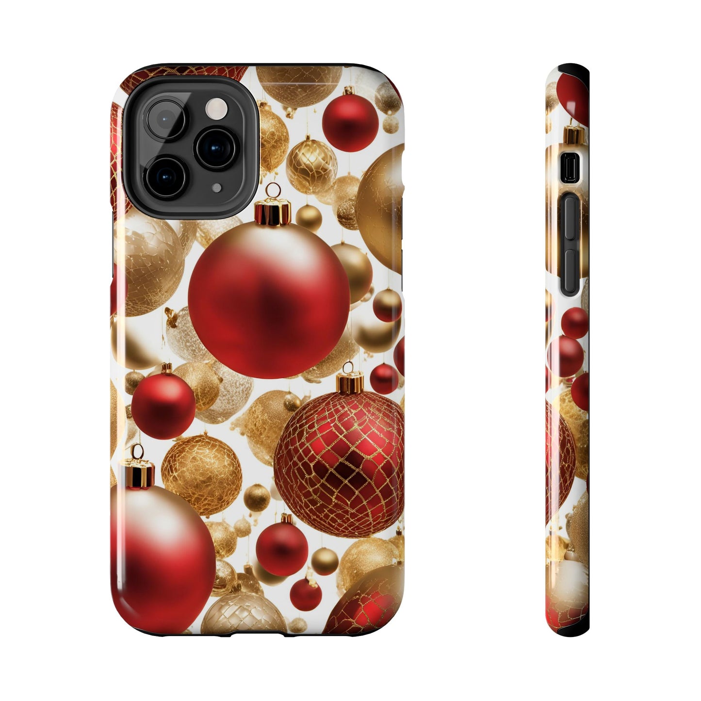 Red and Gold Christmas Ornaments - Tough Phone Case for iPhone and Samsung Smartphones