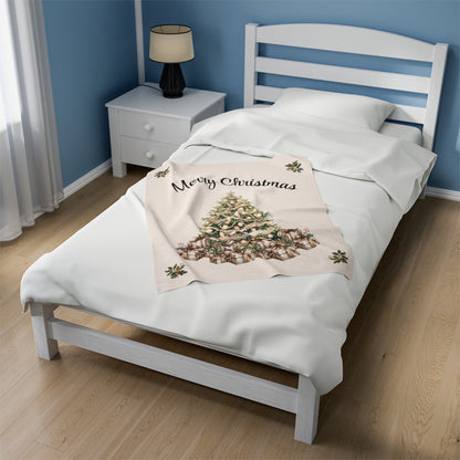 Plush Blanket - Elegant Christmas Tree Design