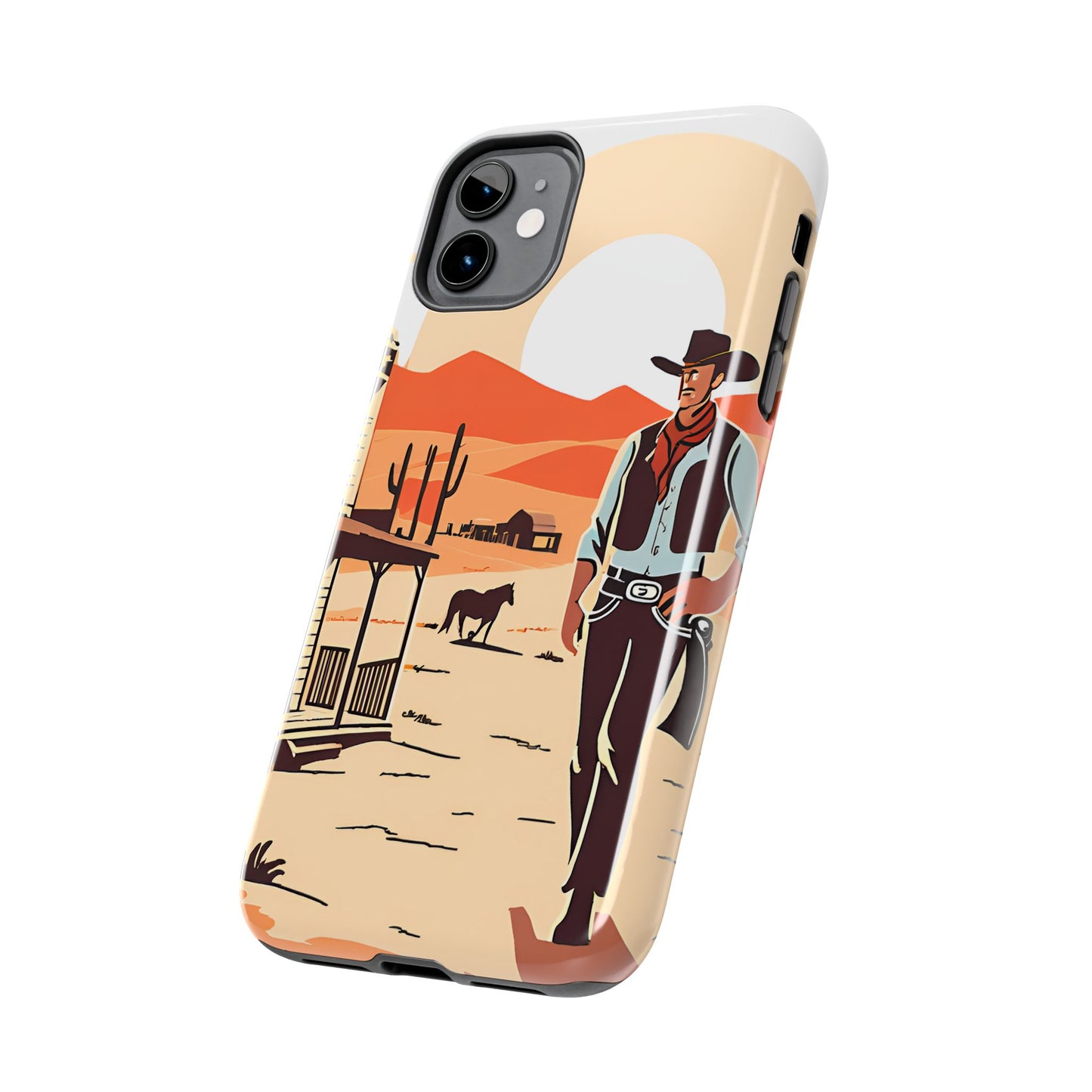 Retro Western Old West Design -Tough Phone Case for iPhone and Samsung Smartphones