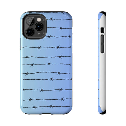 Barbed Wire on Blue - Tough Phone Case for iPhone and Samsung Phone Cases