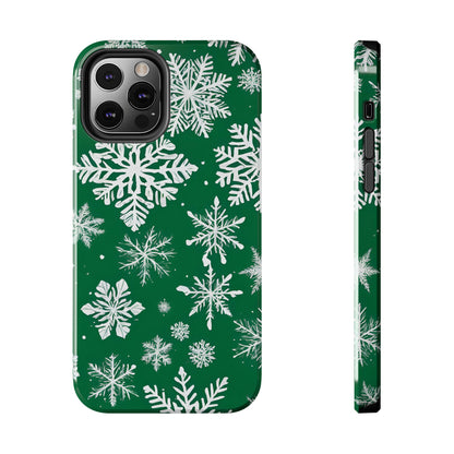 Snowflakes on Green - Tough Phone Case for iPhone and Samsung Smartphones