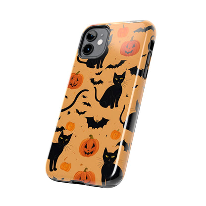 Halloween Black Cats and Pumpkins - Tough Phone Case for iPhones and Samsung Smartphones