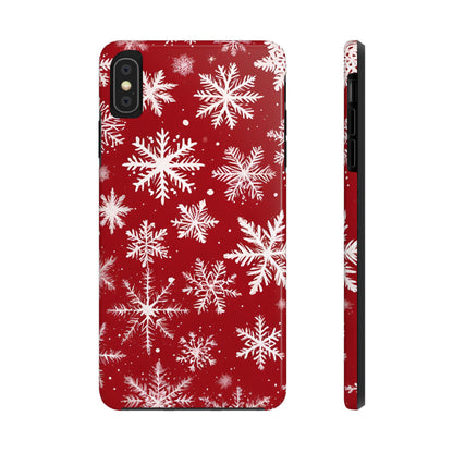 Snowflakes on Red - Tough Phone Case for iPhone and Samsung Phone Cases