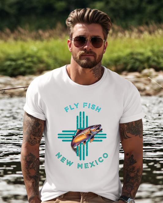 Fly Fishing New Mexico Distressed T - Shirt - Men's