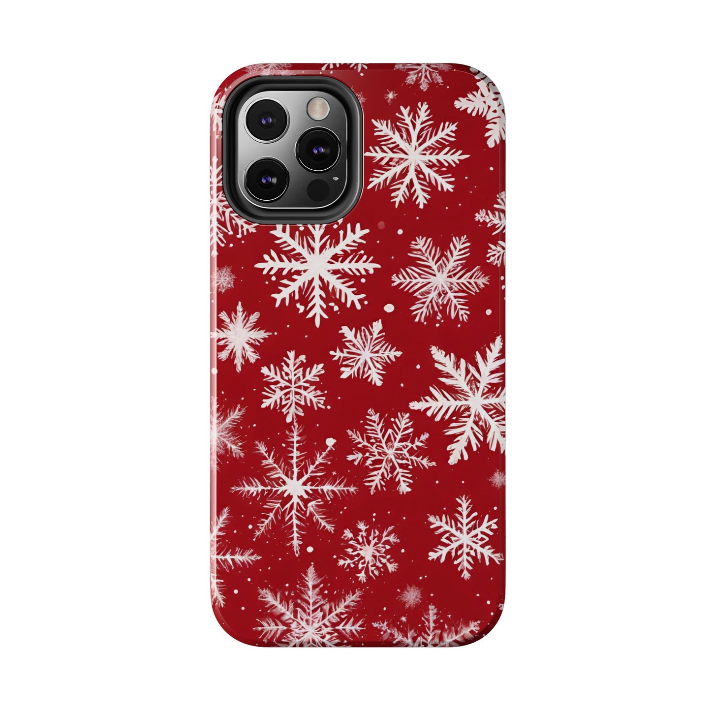 Snowflakes on Red - Tough Phone Case for iPhone and Samsung Phone Cases