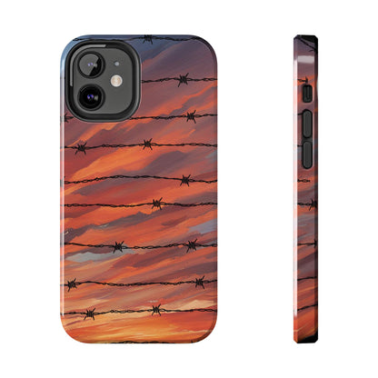 Barbed Wire at Sunset Tough Phone Case for iPhone and Samsung Smartphones