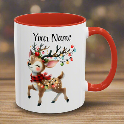 Vintage Reindeer Personalized  Mug Design (11oz or 15oz) Christmas Mug - Design #2