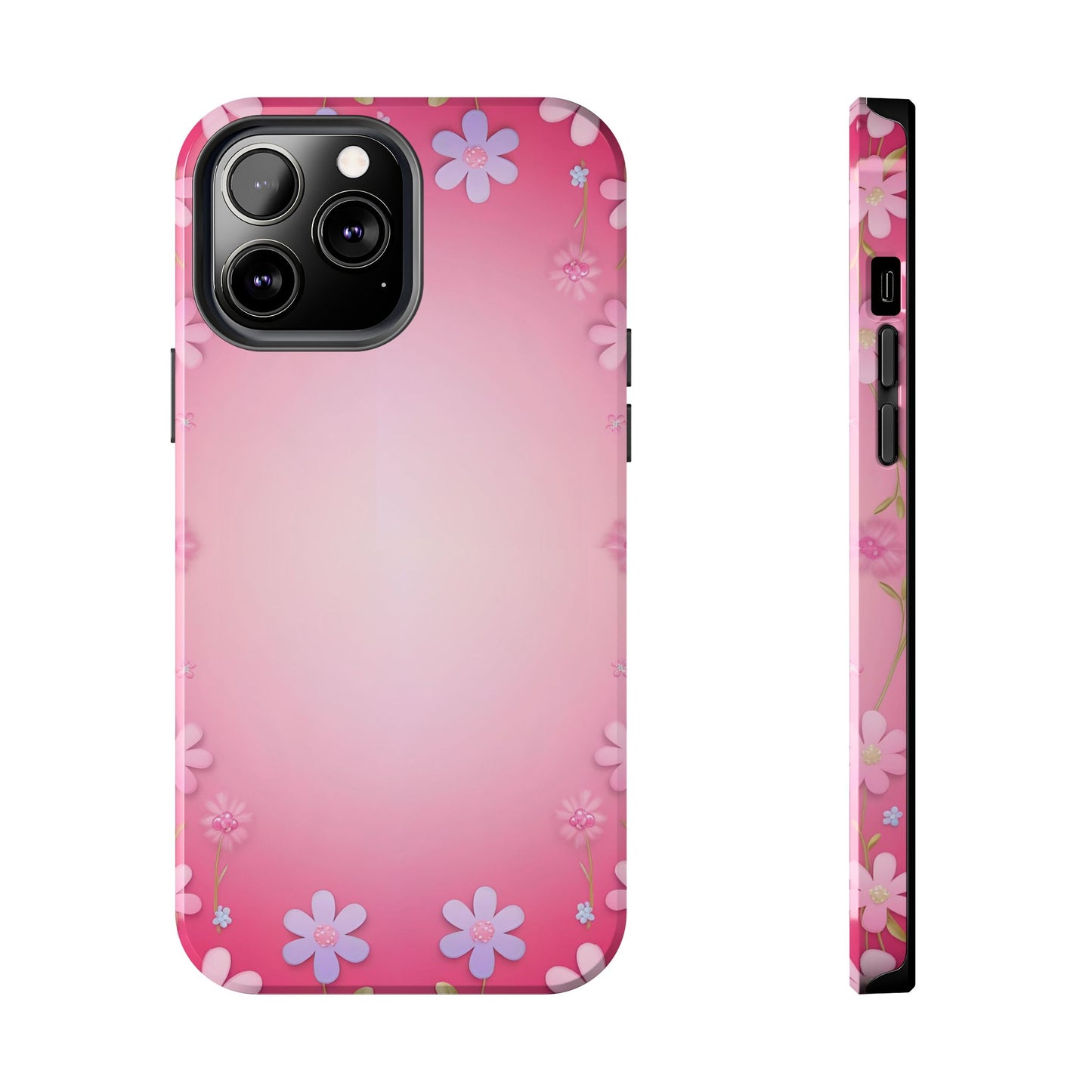 Phone Case - Flowers on Pink Ombre Design