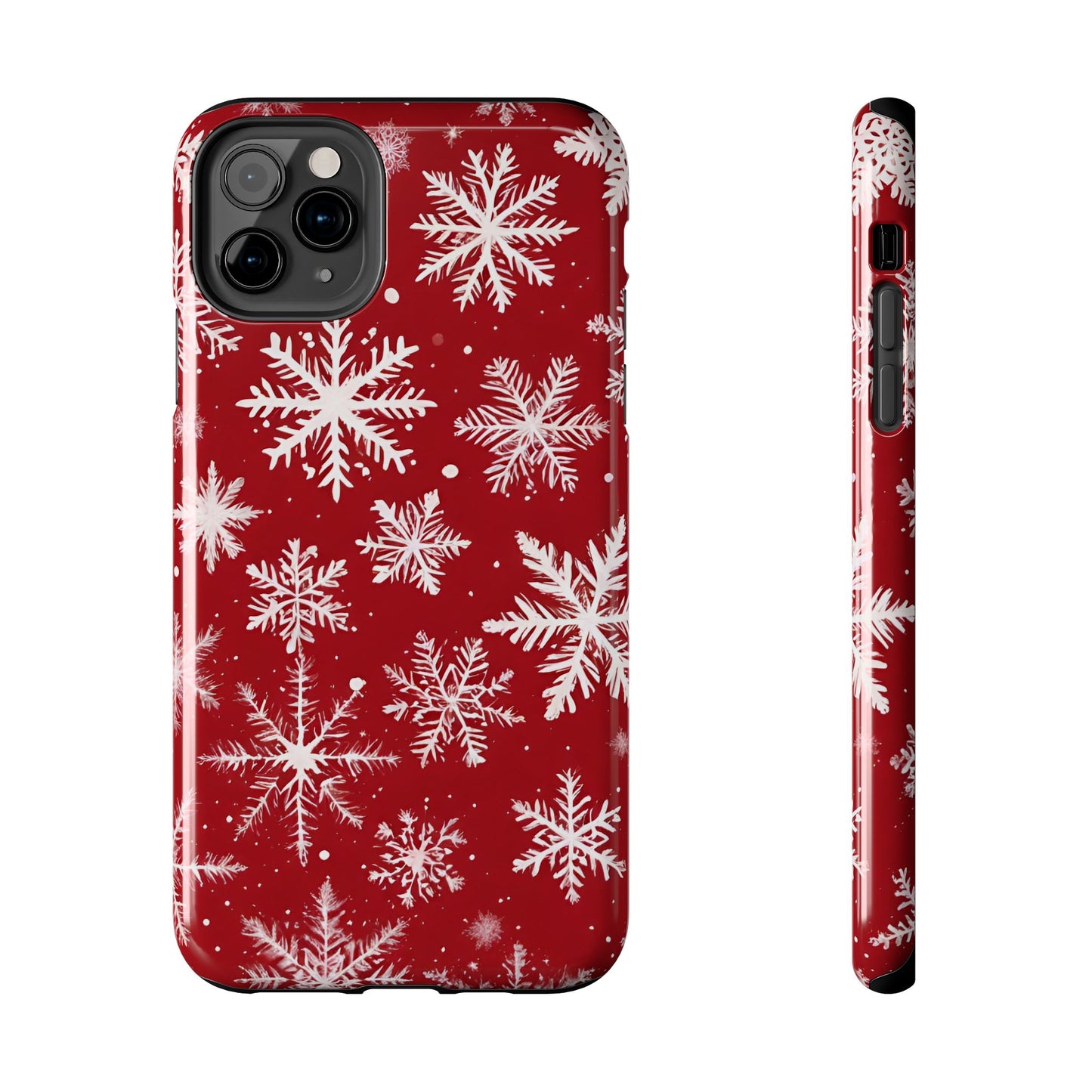 Snowflakes on Red - Tough Phone Case for iPhone and Samsung Phone Cases