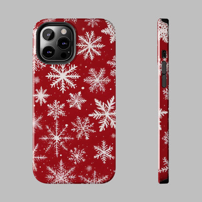 Snowflakes on Red - Tough Phone Case for iPhone and Samsung Phone Cases