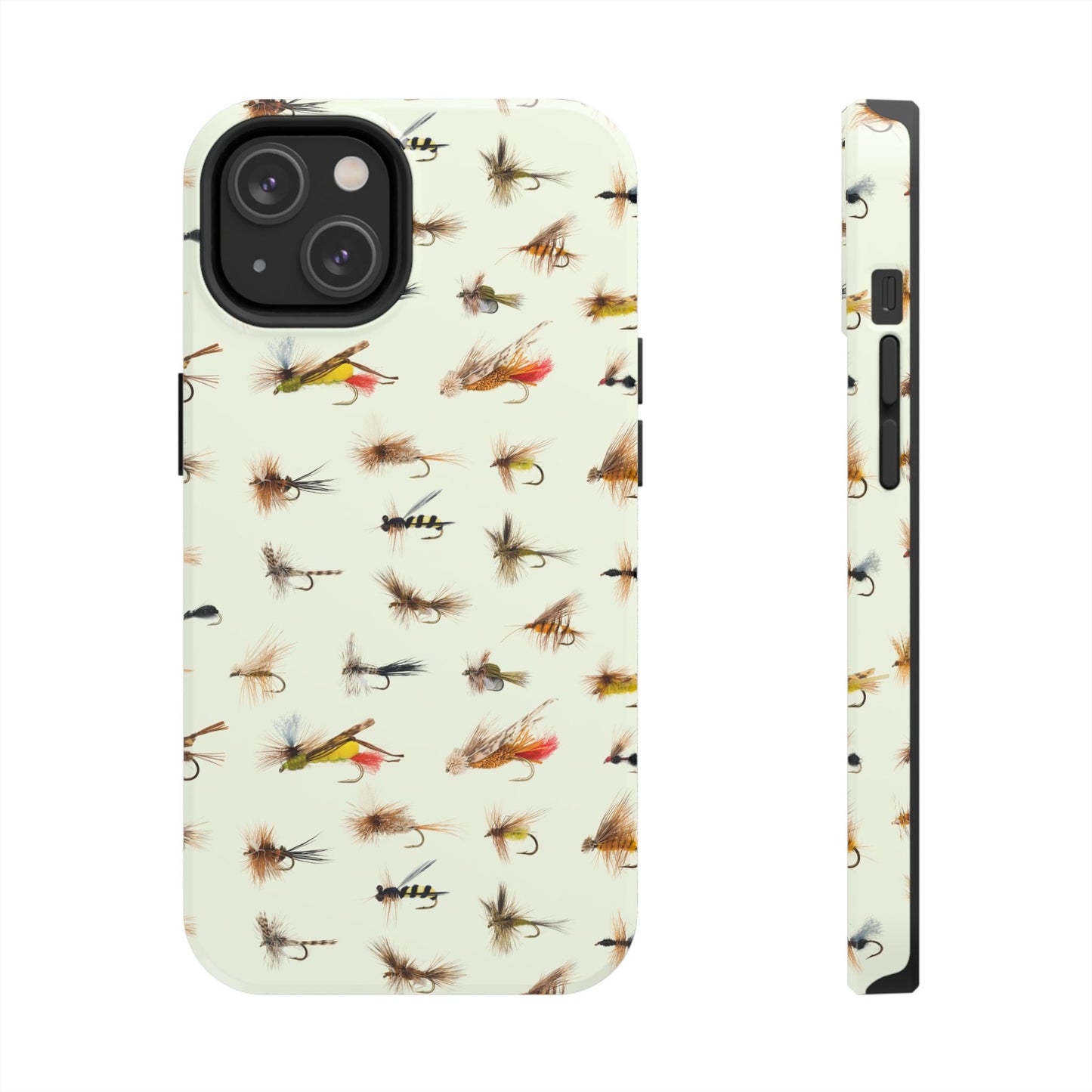 Dry Fly Fishing Lures in Cream  Tough Phone Case for iPhone and Samsung Smartphones