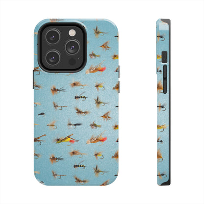 Dry Fly Fishing Lures in Light Blue Tough Phone Case for iPhone and Samsung Smartphones