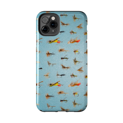 Dry Fly Fishing Lures in Light Blue Tough Phone Case for iPhone and Samsung Smartphones