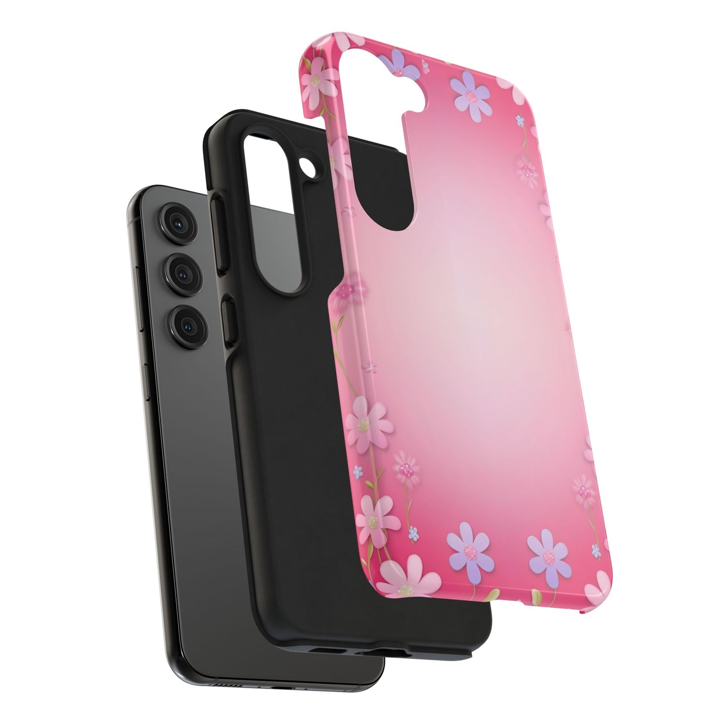 Phone Case - Flowers on Pink Ombre Design