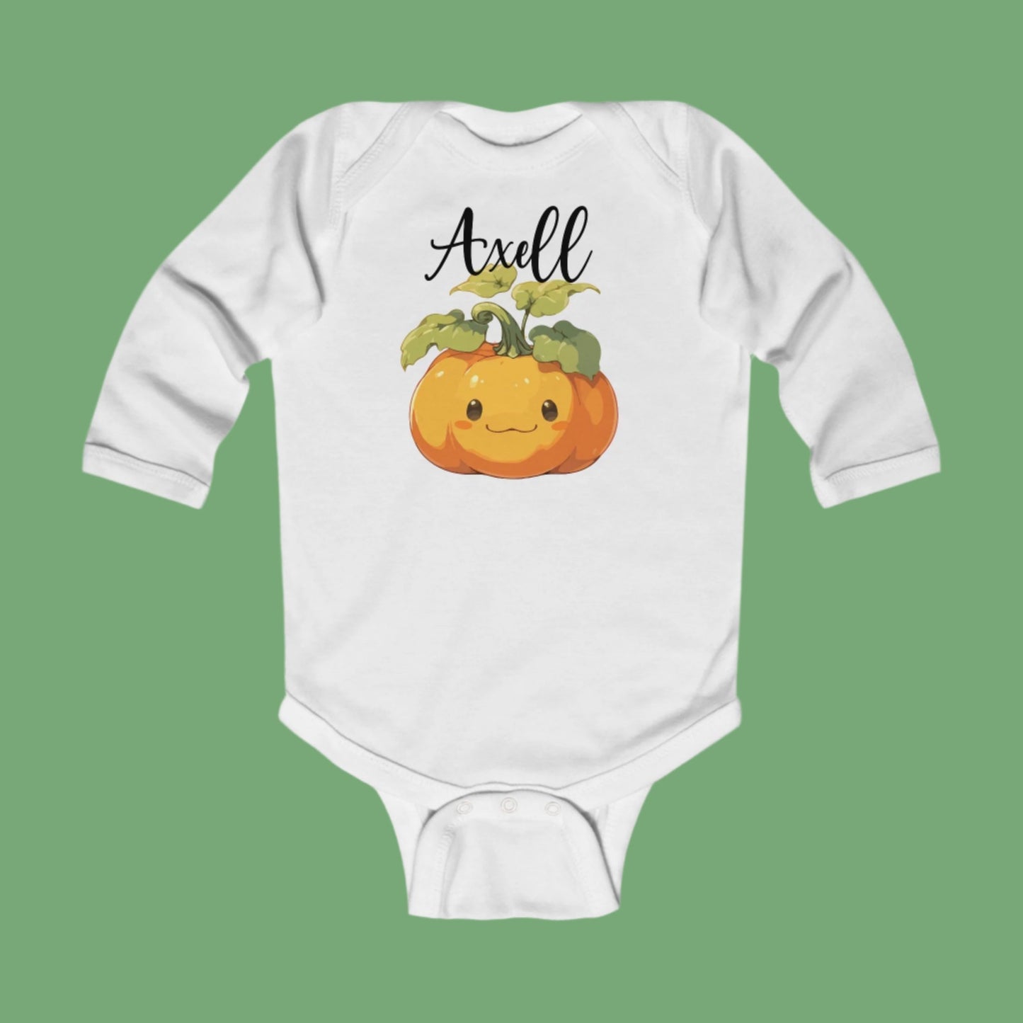 Adorable Personalized Pumpkin Infant/Toddler Long Sleeve Onesie Bodysuit