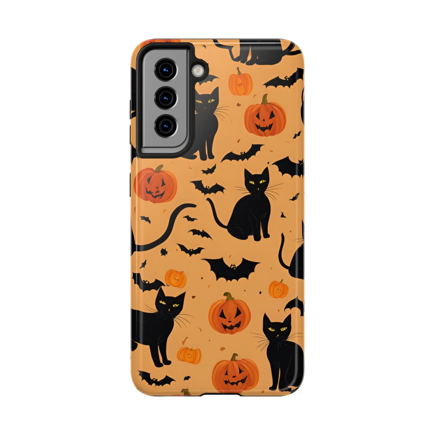 Halloween Black Cats and Pumpkins - Tough Phone Case for iPhones and Samsung Smartphones