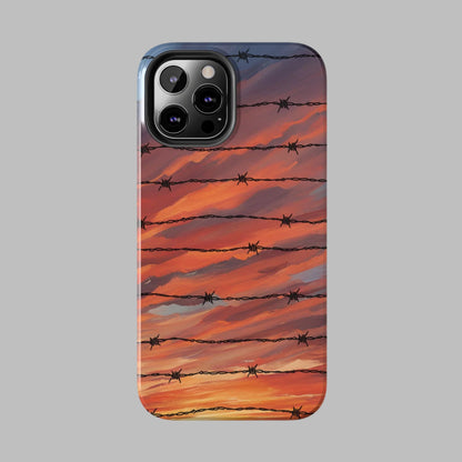 Barbed Wire at Sunset Tough Phone Case for iPhone and Samsung Smartphones