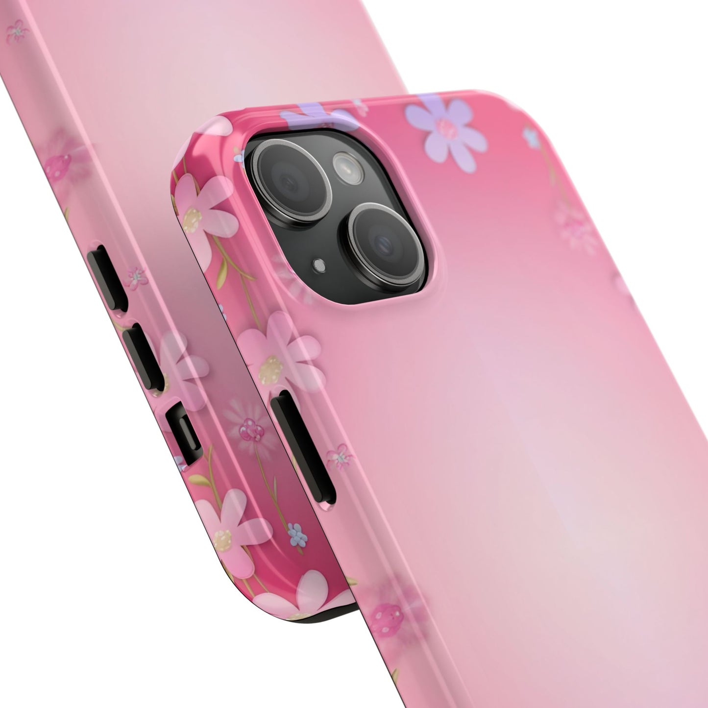 Phone Case - Flowers on Pink Ombre Design