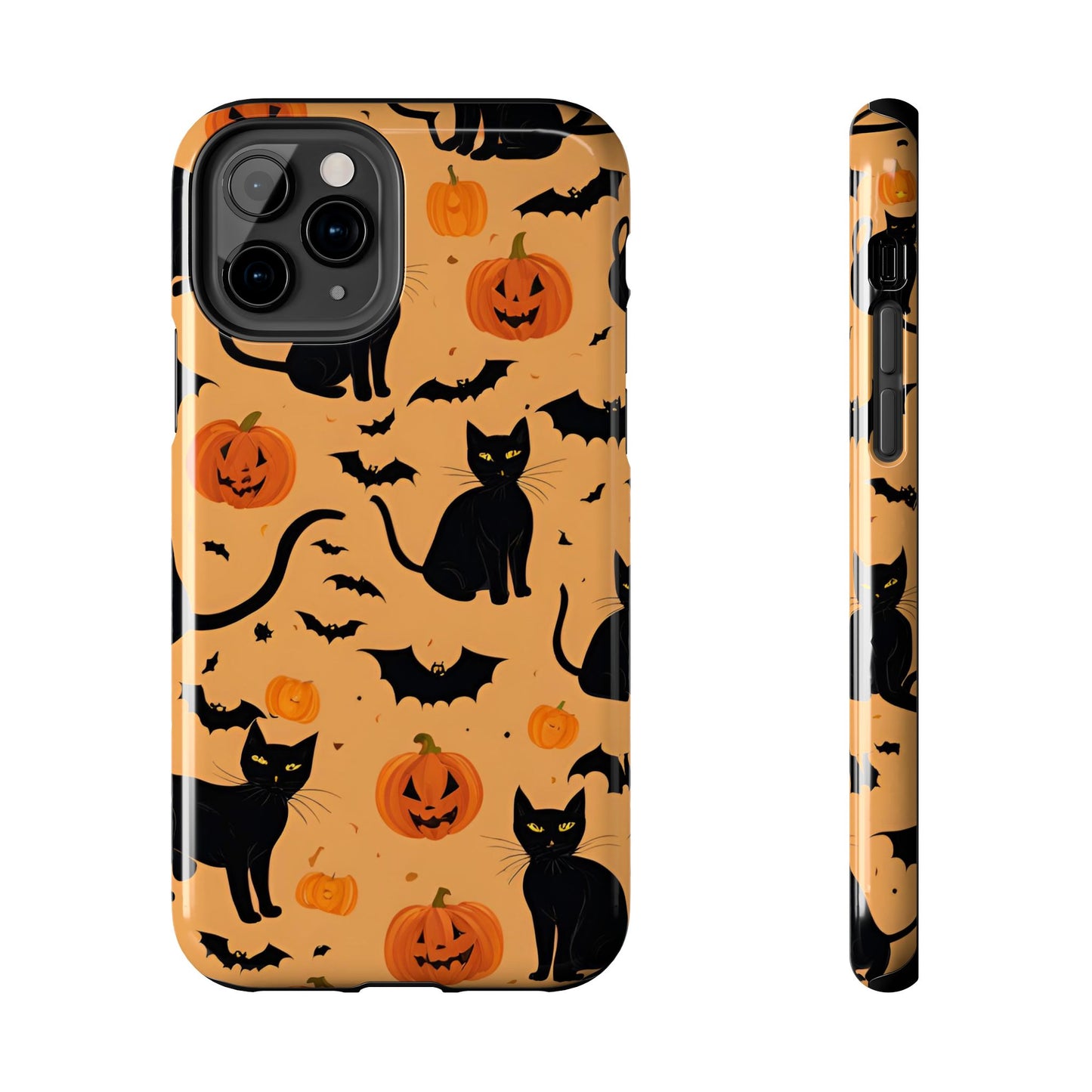 Halloween Black Cats and Pumpkins - Tough Phone Case for iPhones and Samsung Smartphones