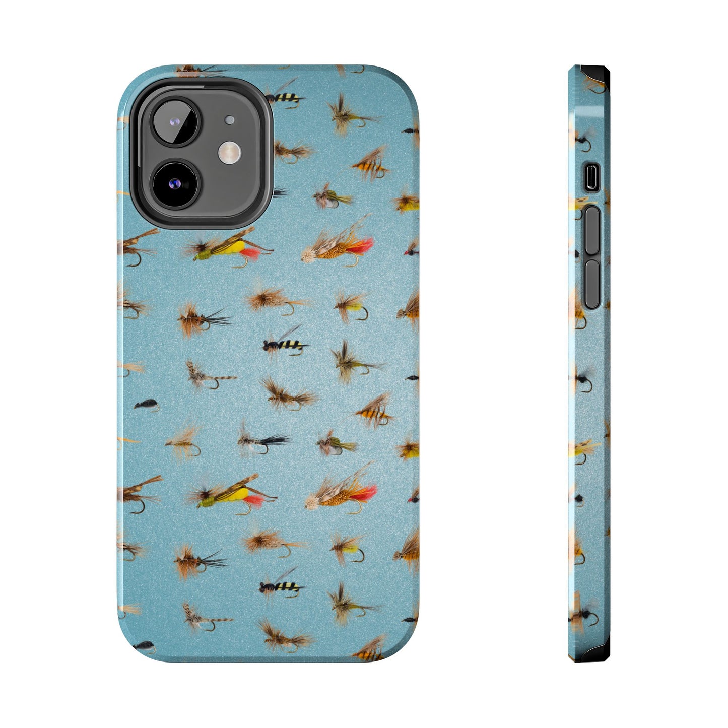 Dry Fly Fishing Lures in Light Blue Tough Phone Case for iPhone and Samsung Smartphones