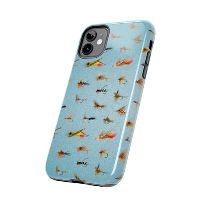 Dry Fly Fishing Lures in Light Blue Tough Phone Case for iPhone and Samsung Smartphones