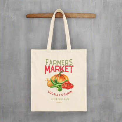 Farmers Market Distressed Design Tote Bag Front and Back Design