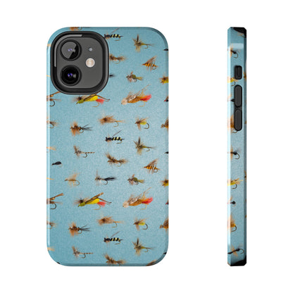 Dry Fly Fishing Lures in Light Blue Tough Phone Case for iPhone and Samsung Smartphones