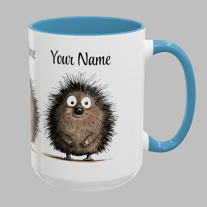 Personalized Funny Cute Porcupine Accent Coffee Mug (11oz, 15oz)